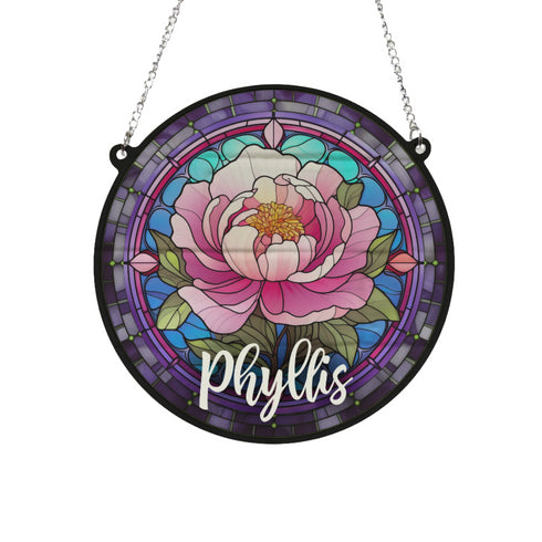 Peony Personalised Stained Glass Effect Suncatcher